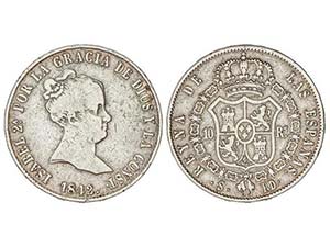 Elisabeth II - 10 Reales. 1842. SEVILLA. ... 