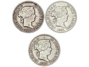 Elisabeth II - Lote 3 monedas 10 (2) Reales ... 