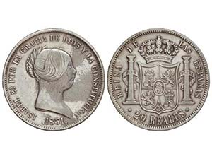 Elisabeth II - 20 Reales. 1851. MADRID. ... 