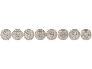 Elisabeth II - Lote 4 monedas 20 Reales. ... 