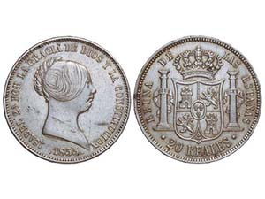 Elisabeth II - 20 Reales. 1855. MADRID. ... 