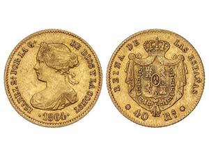 Elisabeth II - 40 Reales. 1864. MADRID. 3,27 ... 