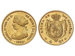 Elisabeth II - 4 Escudos. 1865. MADRID. 3,35 ... 