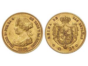 Elisabeth II - 4 Escudos. 1865. MADRID. 3,33 ... 