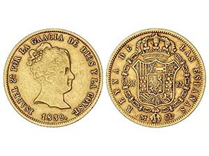 Elisabeth II - 80 Reales. 1839. MADRID. C.L. ... 