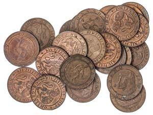 Lote 25 monedas 1 Céntimo. 1870. BARCELONA. ... 