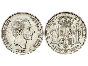 50 Centavos de Peso. 1883. MANILA. EBC-. 