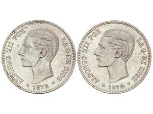 Lote 2 monedas 5 Pesetas. 1878 (*18-78). ... 