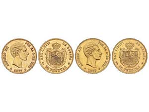 Lote 2 monedas 25 Pesetas. 1877 (*18-77) ... 