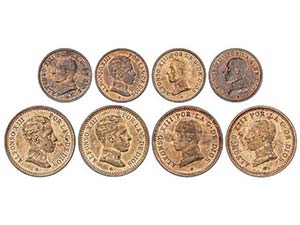 Lote 8 monedas 1 (4) y 2 Céntimos (4). 1 ... 