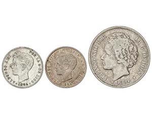 Lote 3 monedas 50 (2) Céntimos y 2 Pesetas. ... 