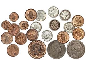Lote 22 monedas 1 (3), 2 (9), 10 (3) y 50 ... 