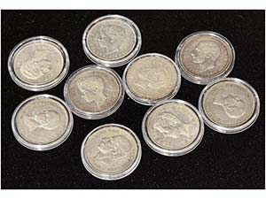 Lote 9 monedas 5 Pesetas. 1871 a 1898. ... 