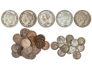 Lote 57 monedas 2 (36), 50 Céntimos (16) y ... 