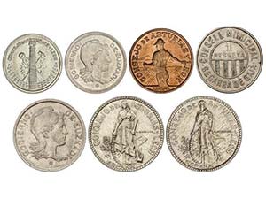 Lote 7 monedas 50 Céntimos a 2 Pesetas. AE ... 