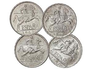 Serie 4 monedas 5 Céntimos. 1940, 1941, ... 