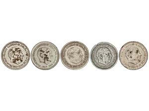 Lote 20 monedas 50 Pesetas. 1957. FALSAS de ... 