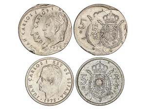 Lote 2 monedas 5 Pesetas. 1975 (*79). 5,80 y ... 