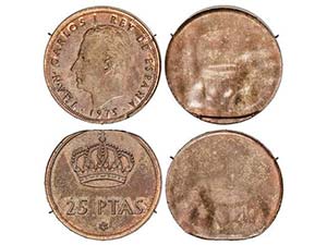 Lote 2 monedas 25 Pesetas. 1975. 4,70 y 4,56 ... 
