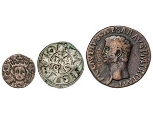 Lote 3 monedas As Romano, Diner y Ral. ... 