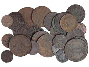 Lote 28 monedas de cobre de módulo medio. ... 