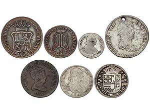 Lote 14 monedas 3 Cuartos a 4 Reales. 1711 a ... 
