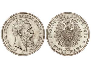German States - 2 Marcos. 1888-A. FEDERICO ... 