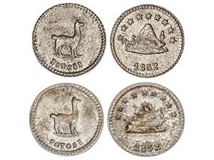 Bolivia - Lote 2 monedas 1/4 Sol. 1852. ... 
