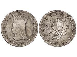 Colombia - 8 Reales. 1821. CUNDINAMARCA. ... 