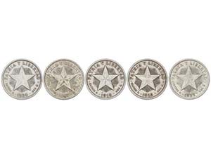 Cuba - Serie 5 monedas 1 Peso. 1915 a 1934. ... 