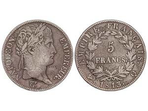 France - 5 Francos. 1813-Q. NAPOLEÓN ... 