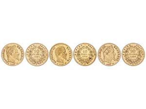 France - Lote 3 monedas 10 Francos. 1856-A y ... 