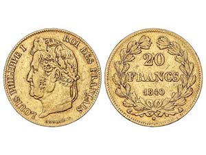 France - 20 Francos. 1840-A. LUIS FELIPE I. ... 