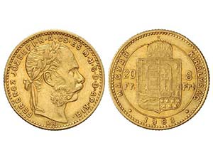 Hungary - 20 Francos - 8 Forint. 1883-KB. ... 