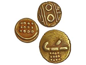 India - Lote 3 monedas Fanam. AU. Todas ... 