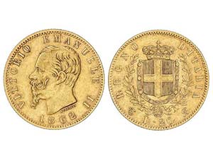 Italy - 20 Liras. 1862-T BN. VÍCTOR MANUEL ... 