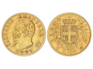 Italy - 20 Liras. 1865-T BN. VÍCTOR MANUEL ... 