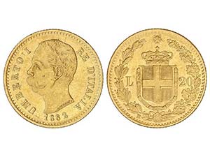 Italy - 20 Liras. 1882-R. HUMBERTO I. ROMA. ... 