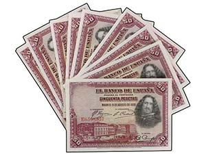 Lote 20 billetes 50 Pesetas. 15 Agosto 1928. ... 