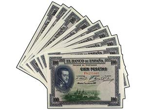 Lote 10 billetes 100 Pesetas. 1 Julio 1925. ... 