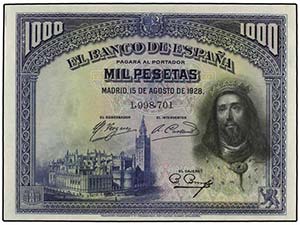1.000 Pesetas. 15 Agosto 1928. San Fernando. ... 