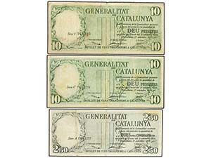 Civil War - Lote 3 billetes 2,50 y 10 ... 