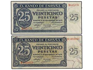 Estado Español - Lote 2 billetes 25 ... 