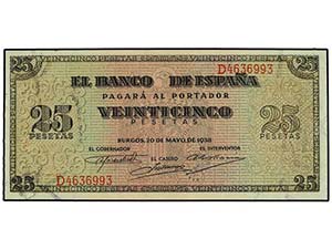 Estado Español - 25 Pesetas. 20 Mayo 1938. ... 