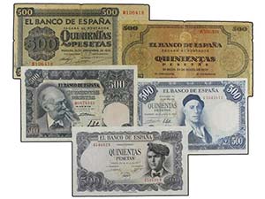 Estado Español - Lote 5 billetes 500 ... 
