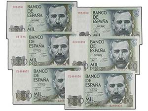 Juan Carlos I - Lote 6 billetes 1.000 ... 