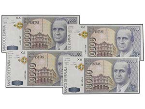 Juan Carlos I - Lote 4 billetes 10.000 ... 