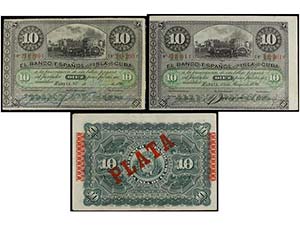 Lote 8 billetes 10 Pesos. 15 Mayo 1896. EL ... 