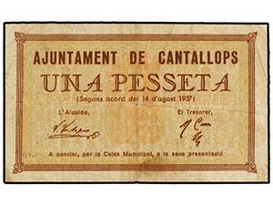 Catalonia - 1 Pesseta. 14 Agost 1937. Aj. de ... 