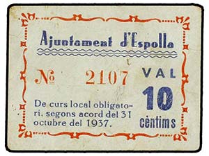 Catalonia - 10 Cèntims. 31 Octubre 1937. ... 